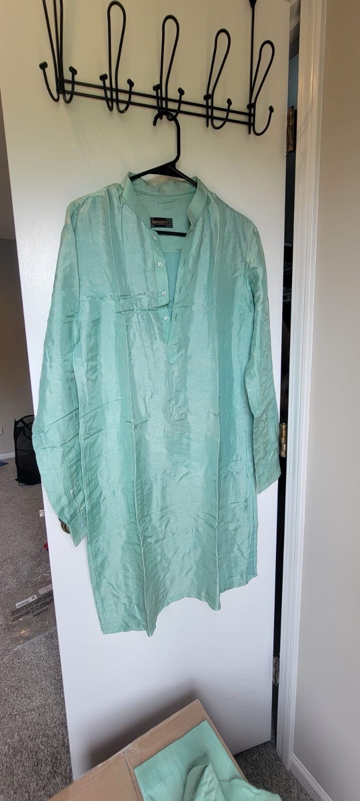 Designer Men’s Indian Teal Kurta Pants With Embroidered Nehru Jacket Set