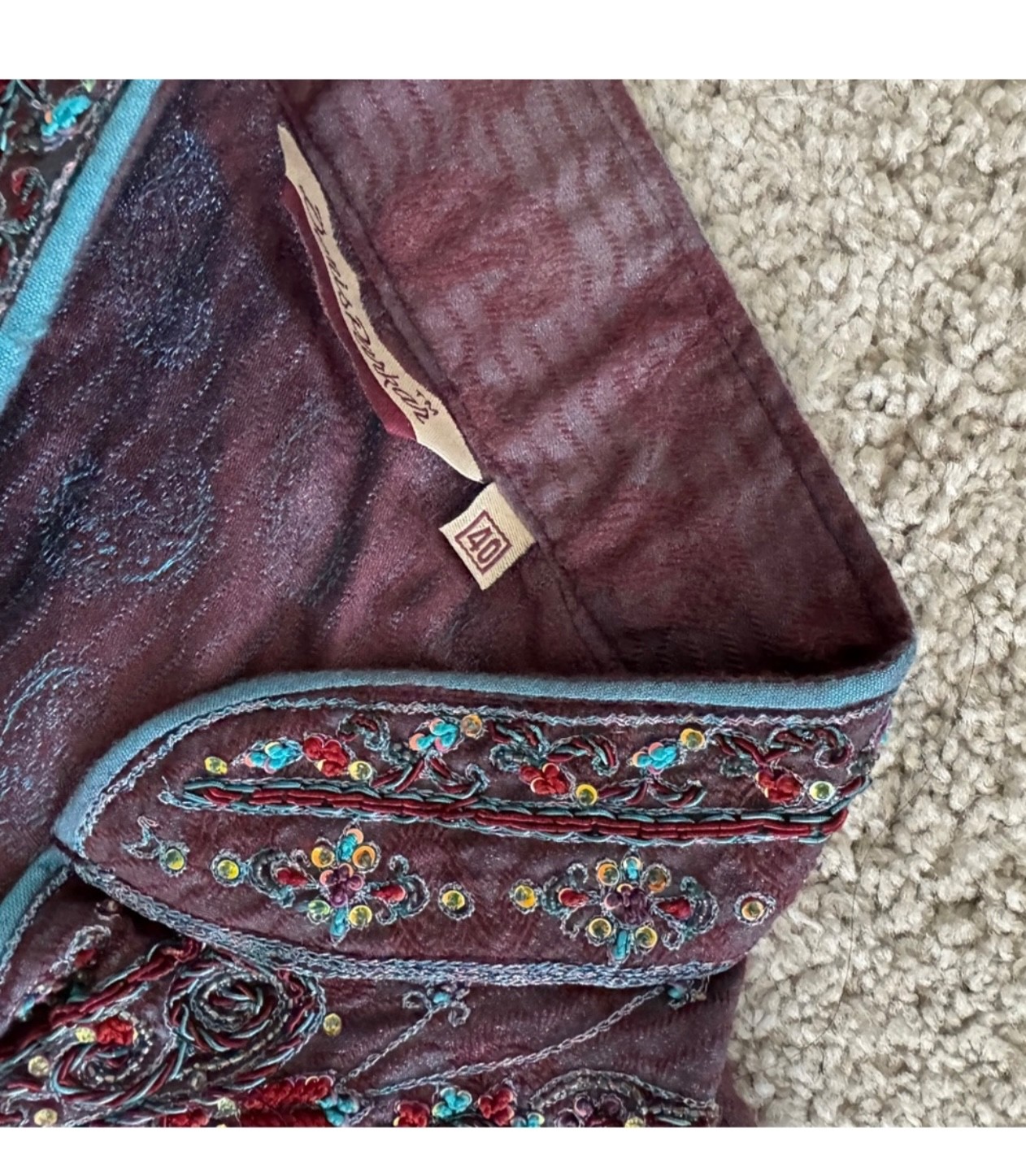 Embroidered Purple and Blue Panjabi with Pajama. size 40”