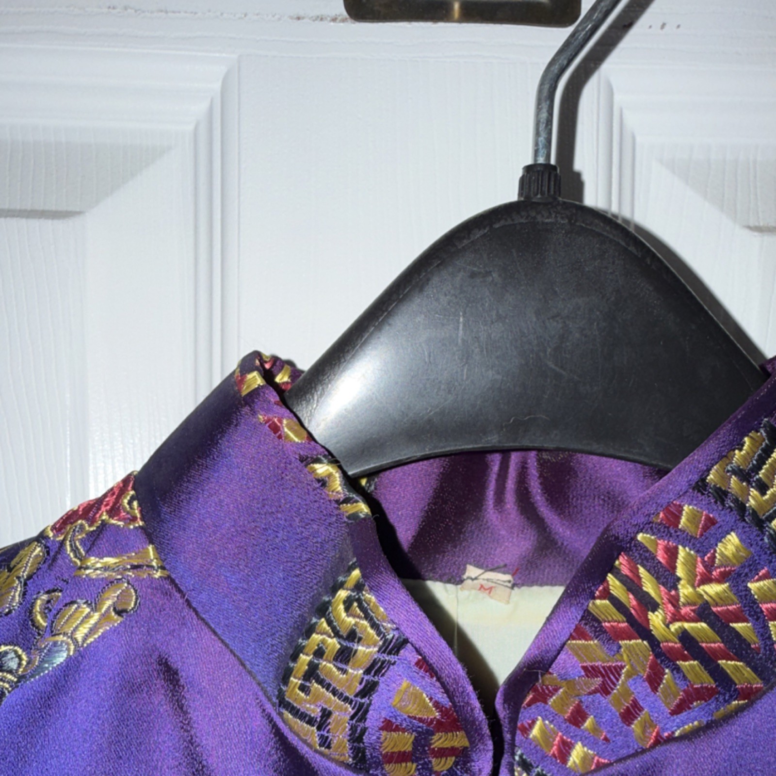 Blue Satin Asian-Style Brocade Robe/Tunic Mandala Pattern, One Size Unisex