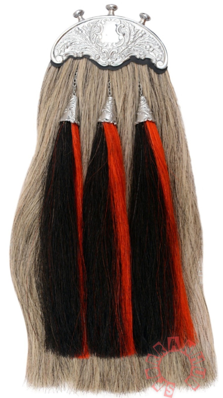 Original Scottish Long Horse Hair Real Leather Sporran with Chrome hardwere.