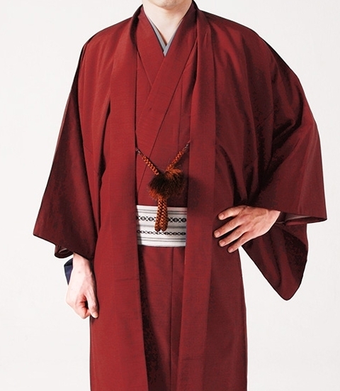 Japanese Men’s Traditional Kimono HAORI Jacket Coat Red from JAPAN