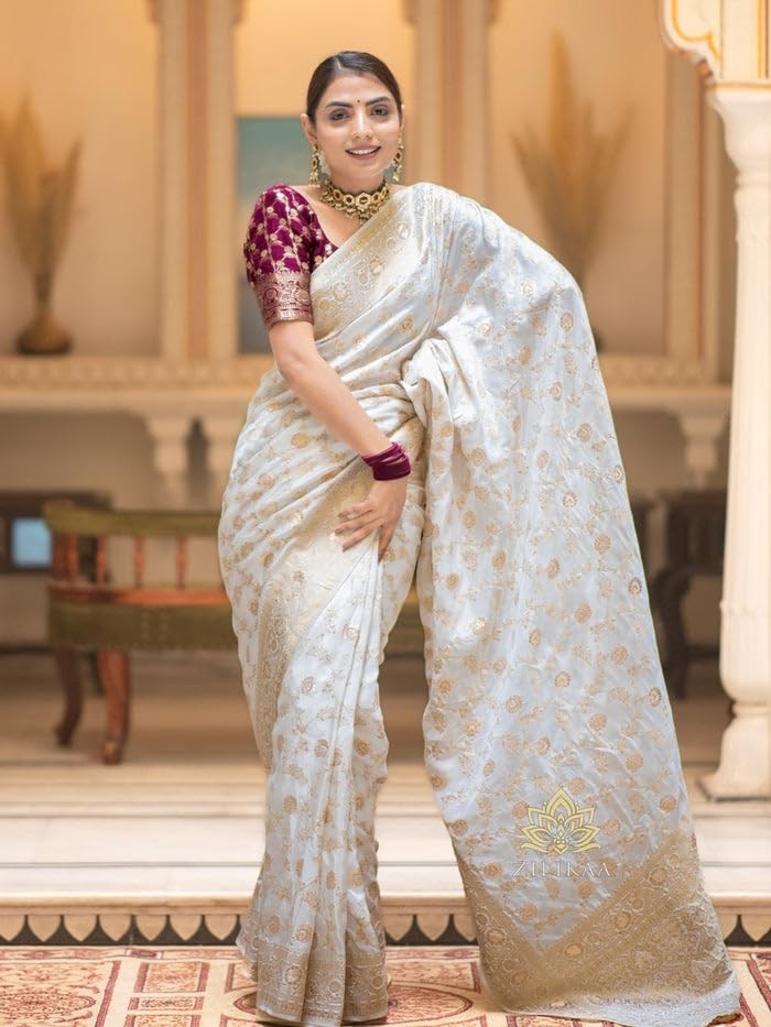 Women’s Pure Kanjivaram Soft Silk Saree With Blouse Piece