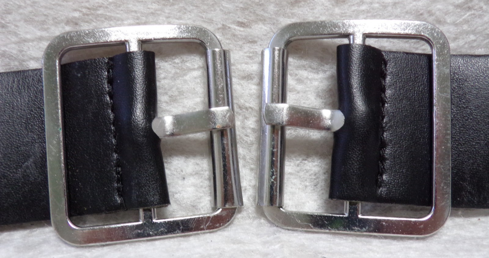 2 BLACK LEATHER KILT 14″ STRAP EXTENDERS WITH METAL CHROME PLATED BELT BUCKLES