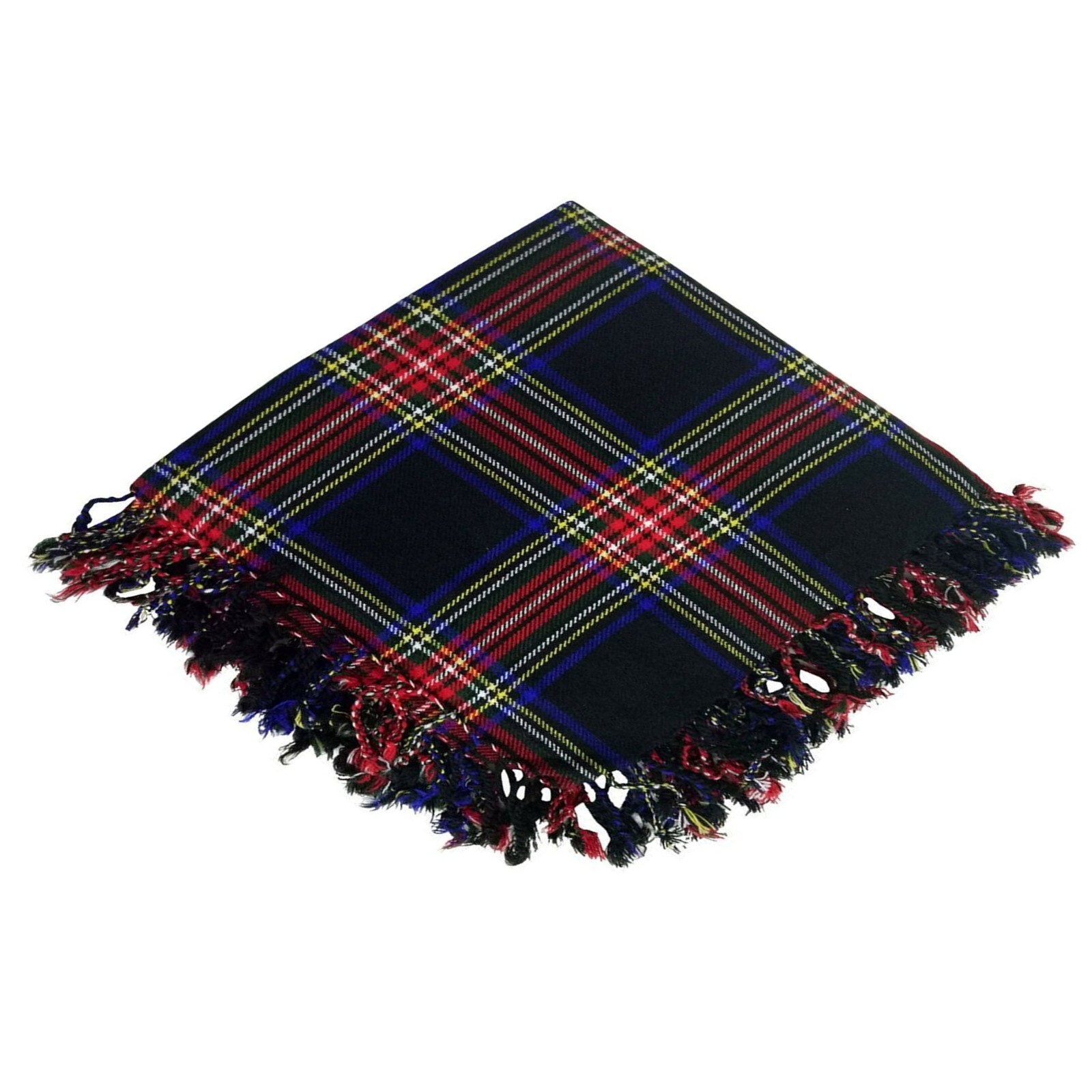 Scottish Men Tartan Fly Plaid Black Stewart Tartan Shawl Highland Wedding Wear