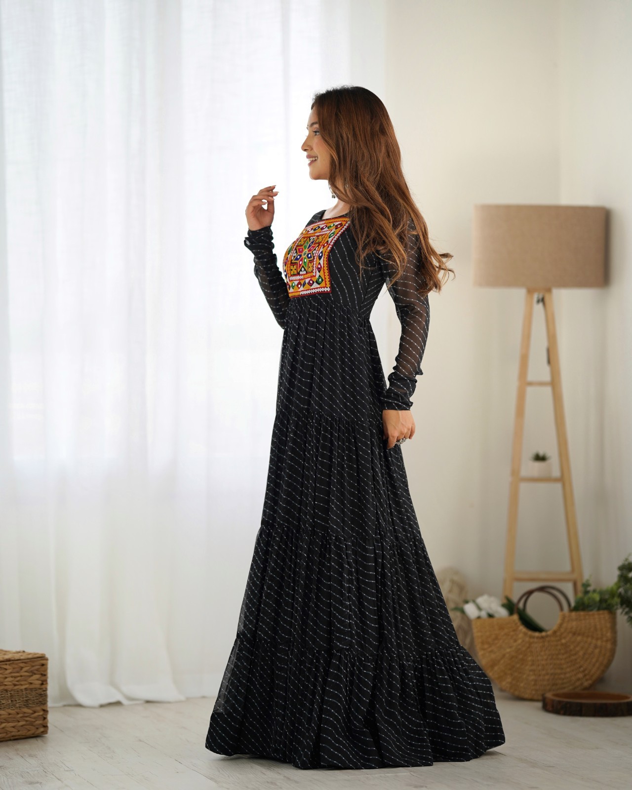 Fancy Gamthi Work Kurti Festive Wear Indian Traditional Long Tunic For Women’s
