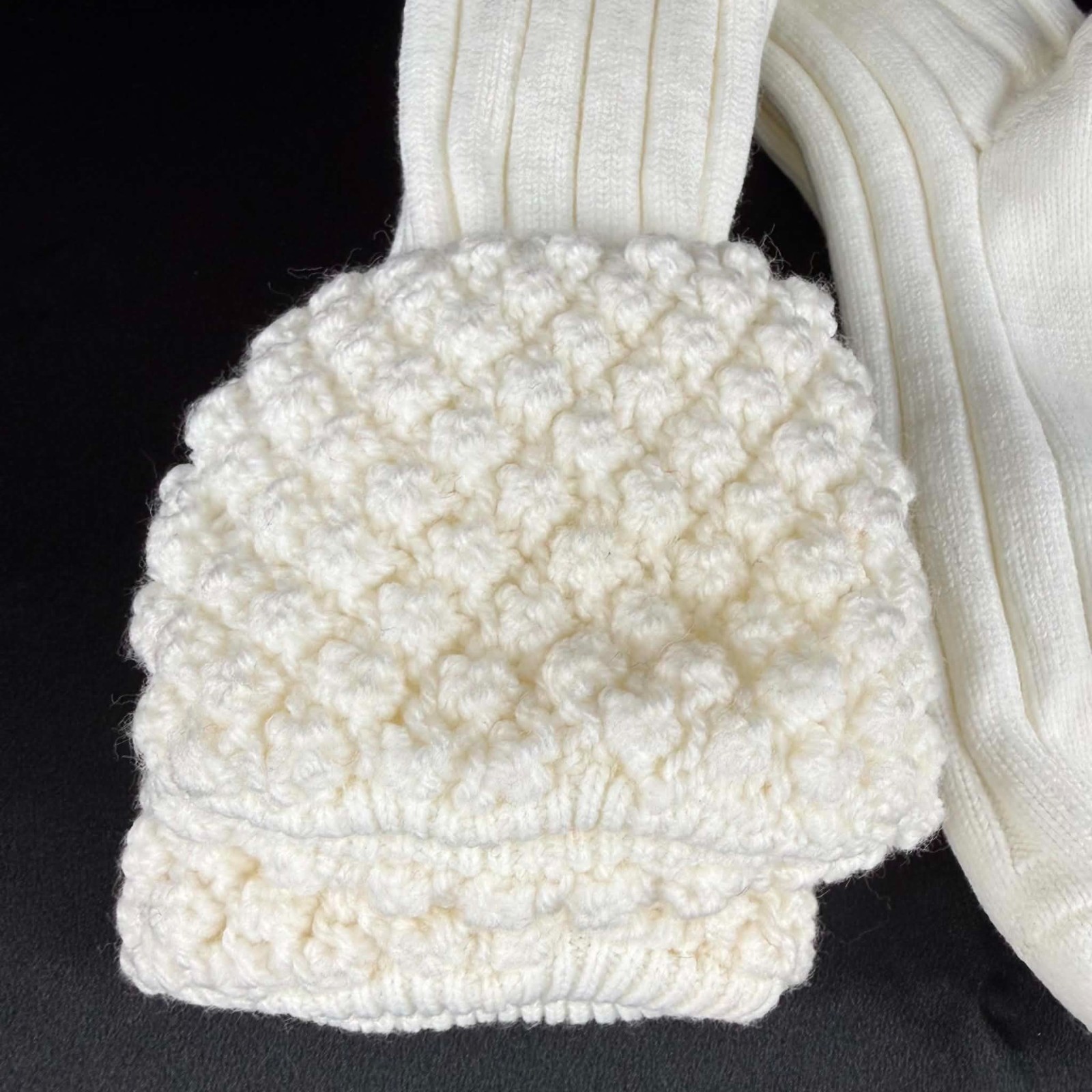 New Scottish Piper Kilt Hose Socks – Ecru Off-White Popcorn Top – Pipers Cove