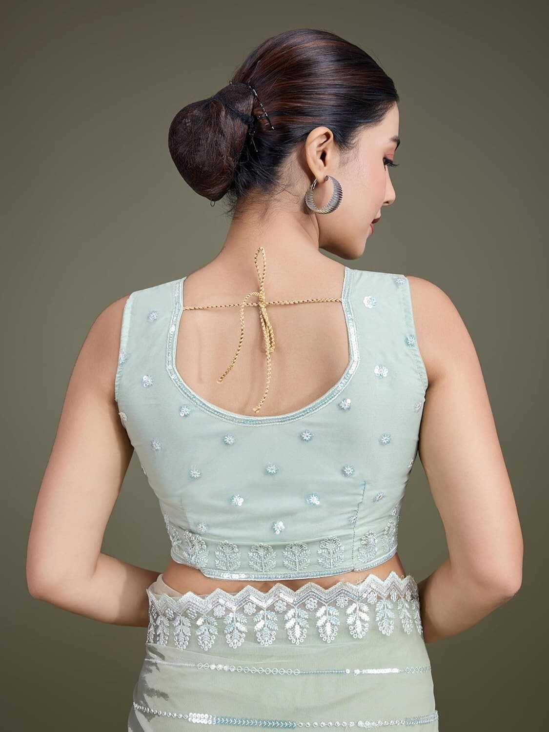Women’s Sequin Work Soft Net Fancy Look Saree With Unstitched Blouse Piece