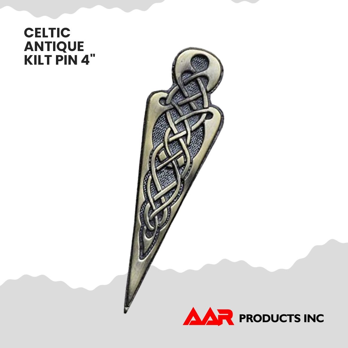 New Scottish Kilt Pin Celtic Knot Antique AAR Brand Crest Design Brass Finish 4″