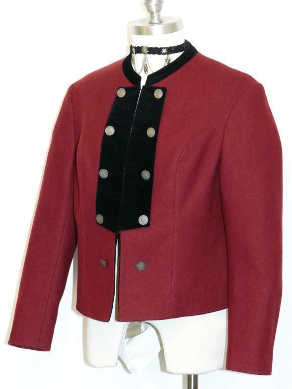 BURGUNDY / DARK RED Women WOOL AUSTRIA Winter Short Dress Suit JACKET Coat 10 M
