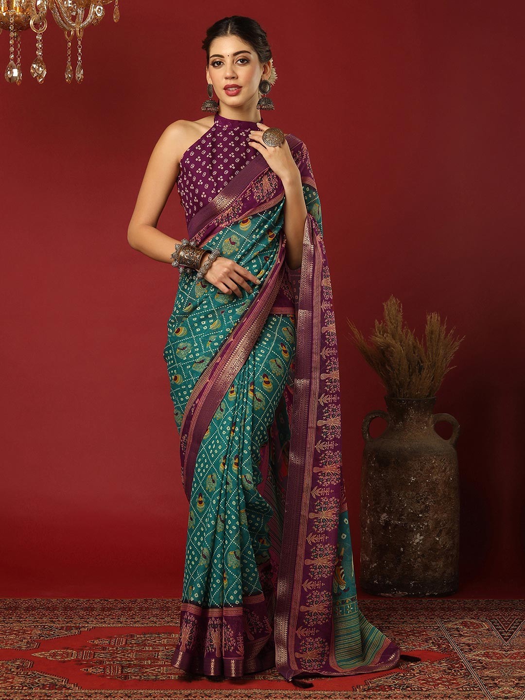Women’s Bandhani Printed Pure Georgette Saree