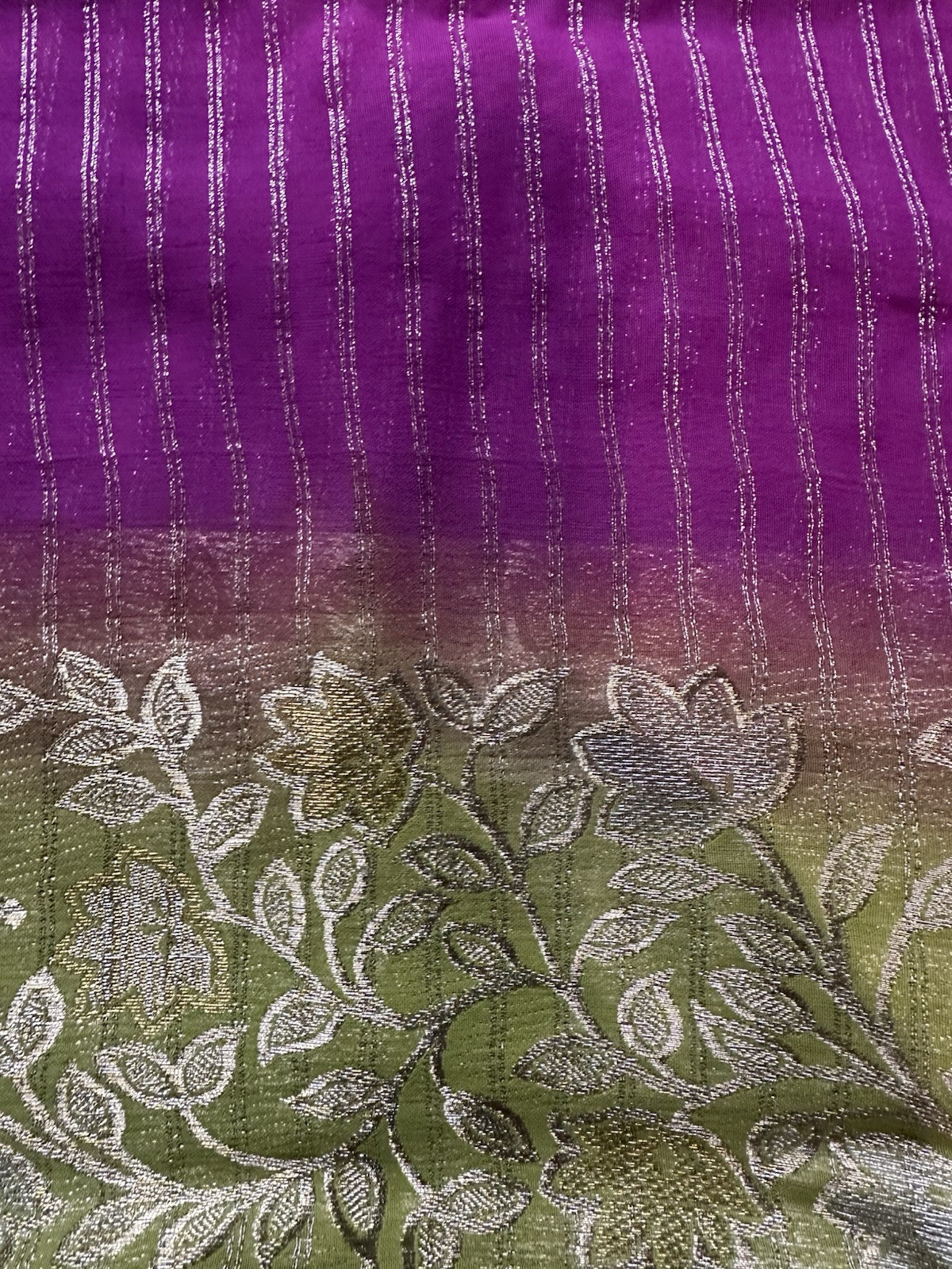 Dark Pink And Pista Shaded Saree With Stitched Blouse
