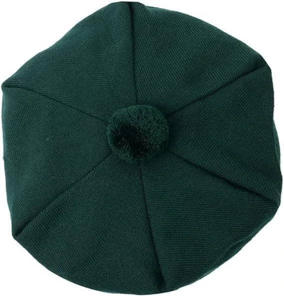 Traditional Scottish Wool Tam O’ Shanter Cap Green Tartan kilt Hat Tammy Bonnet