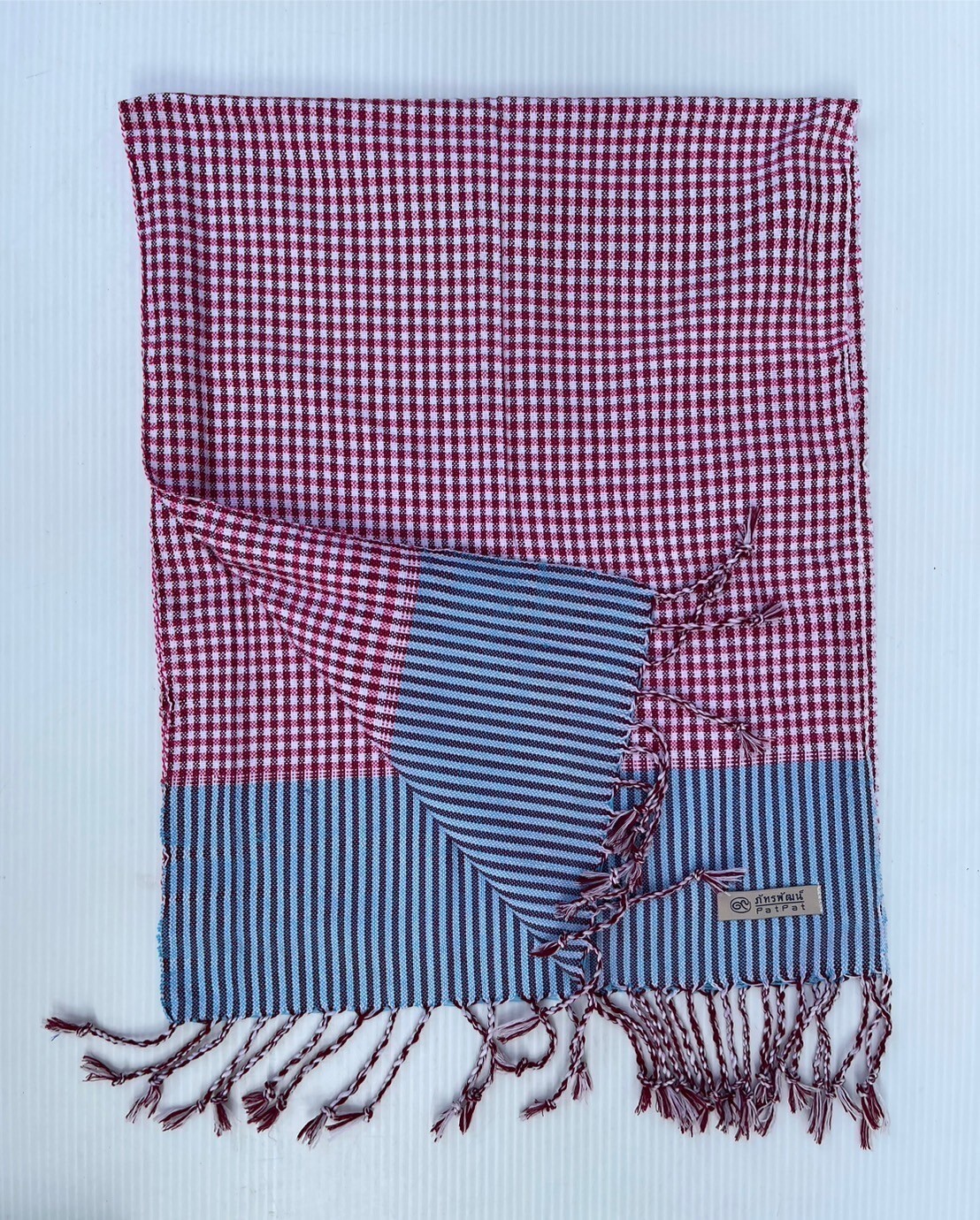 Thai Loincloth PatPat Cotton Multi-Color Scarf Shawl Handmade 16″X 82″ Tassels