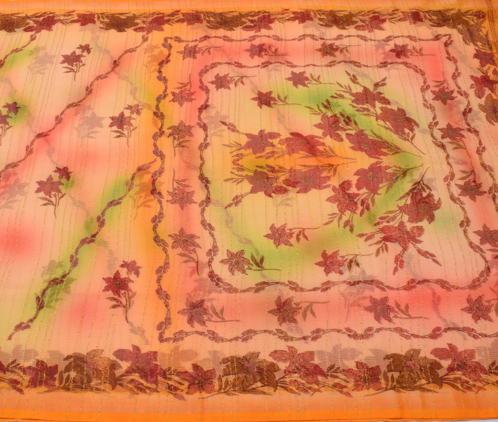 Sushila Vintage Multi-Color Saree Blend Silk Printed Floral Soft Craft Fabric