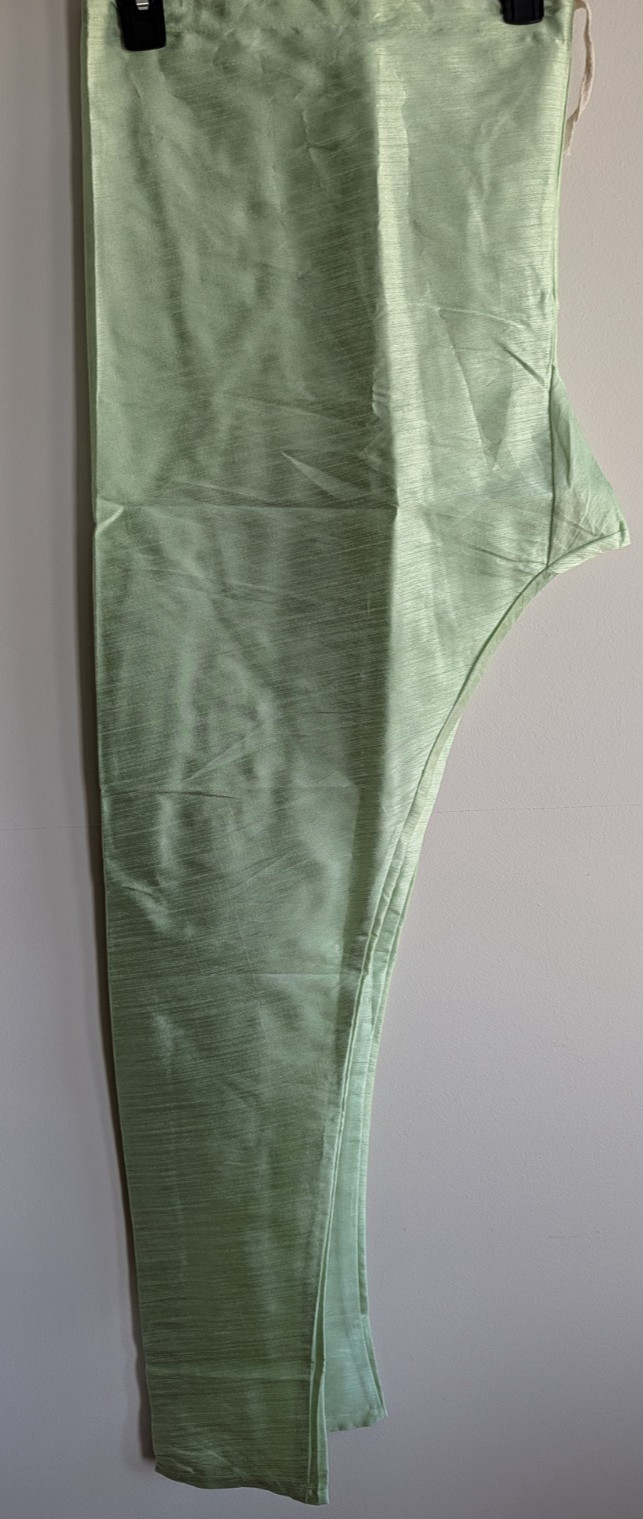 Kurta Pajama Set Silk Pista Green Mandarin Neck Wedding Party Wear 41″x22″