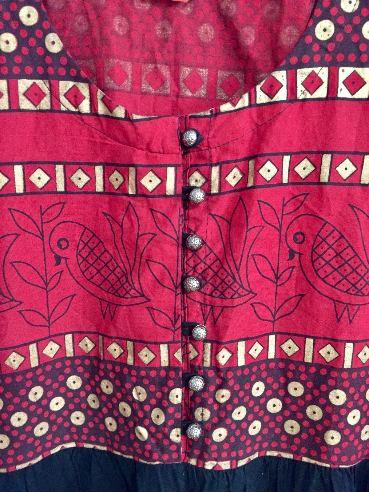 Stylish Red/Black Ethnic Long Kurti for Girls/ Teens – Small (S) bust size 36