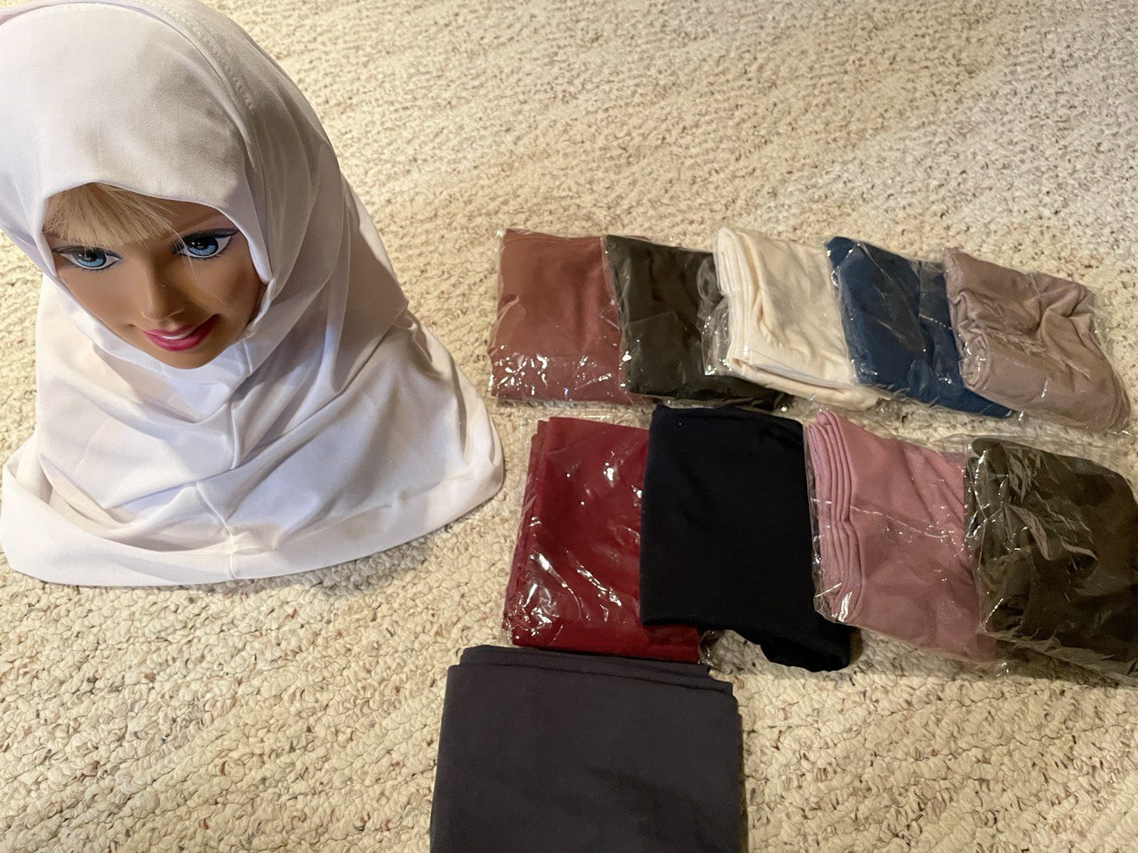 Lot 2 Two piece Al-Amira Hijabs 2 pc hijab scarf white black pink gray marron