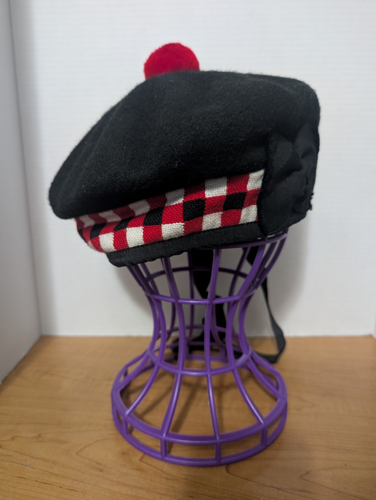 100% Pure Wool Scottish Balmoral Diced Hat Red,White & Black Balmoral