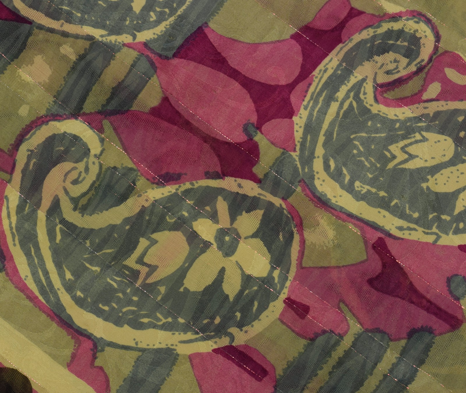 Sushila Vintage Multi-Color Sari Pure Georgette Silk Printed 5 YD Craft Fabric