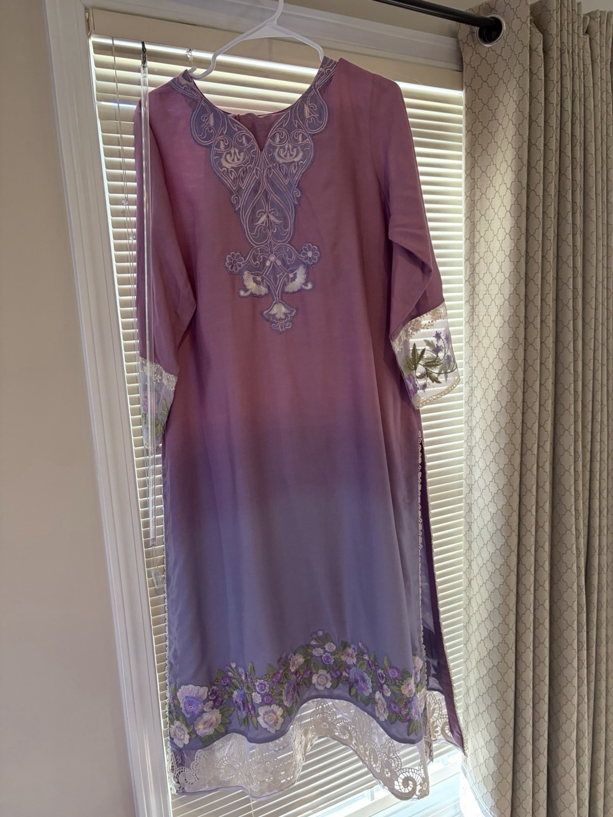 Branded Purple / Lilac ombré dyed embroidered pakistani formal dress not MariaB