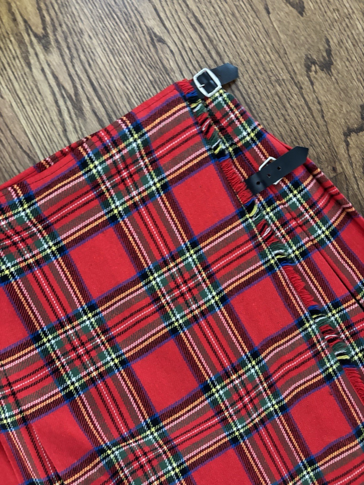 Vintage F.J. Bacon Made In England Red Plaid Scottish Kilt Size 44 Waist 32”