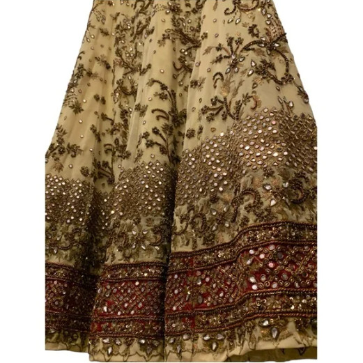 Lehenga Choli Intricate Beadwork Long Flowing Skirt Gorgeous Embroidered Cream