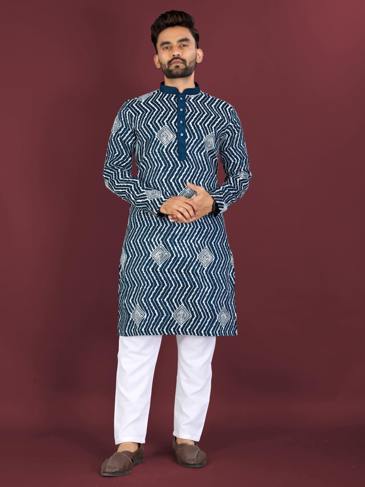 Elegant Mens Kurta Set Festival Engagement Wedding Guest Wear Indian Traditional
