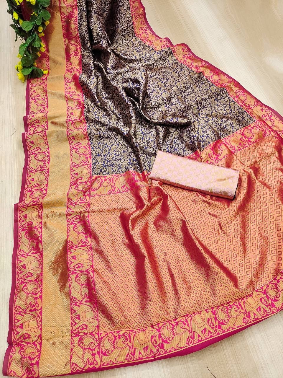 Designer Sari Bollywood Bridal Silk Saree Blouse South Indian Party Wear Saree