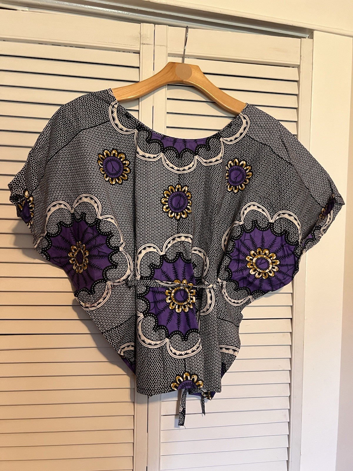 NIGERIAN AFRICAN Women’s Shirt Size Medium M Handmade Dashiki Shirt Purple