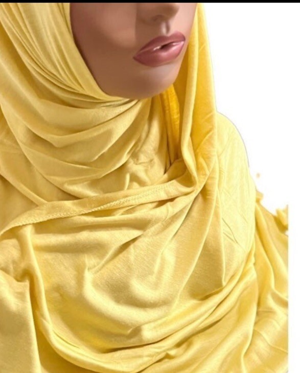 Jersey Hijab Made In Dubai UAE Imported by me Yellow – 25 Colors Available