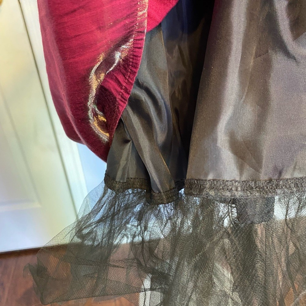Girls Special Occasion Dress, size 6X Black Velvet & Burgundy