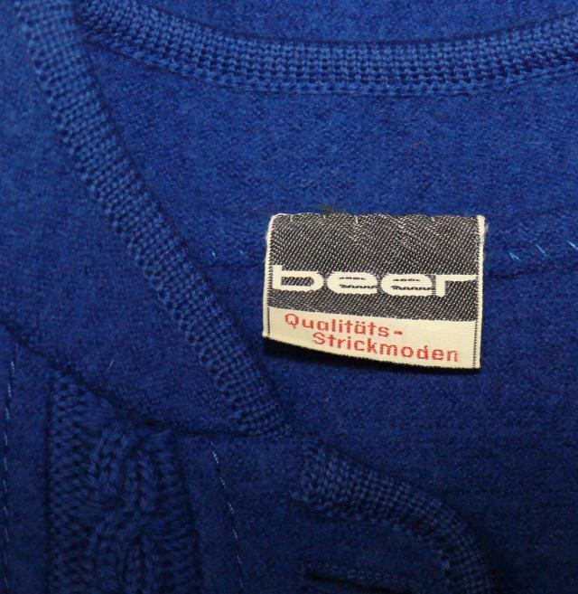 BOILED WOOL Sweater Jacket BLUE Women German Austria WINTER WARM Coat B36″ 6 S
