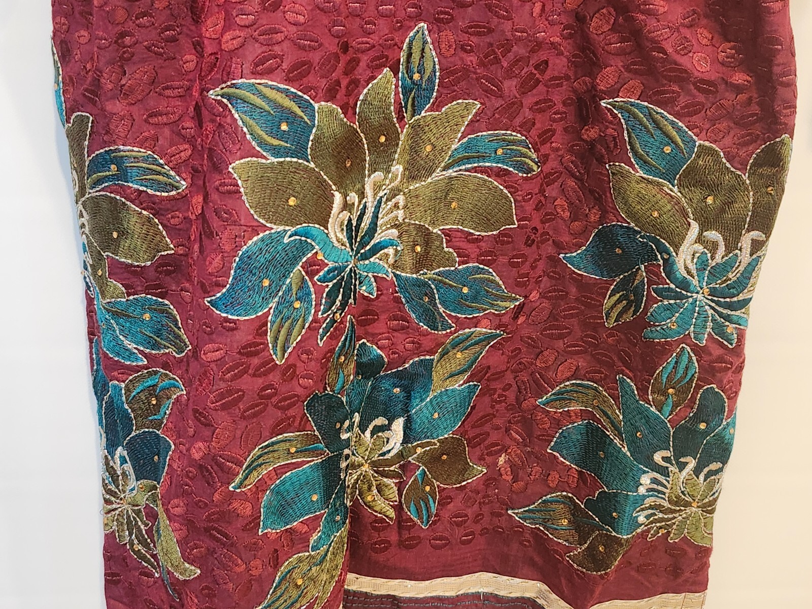 Indian / Pakistani Saree Red / Blue Multicolor Dress Wedding Party Large L/XL