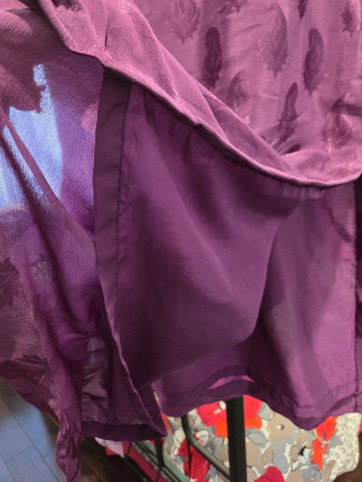 Paisley Print Magenta Lined Teal 3 Pcs Salwaar Kameez Size L ~B 19″ L 38″