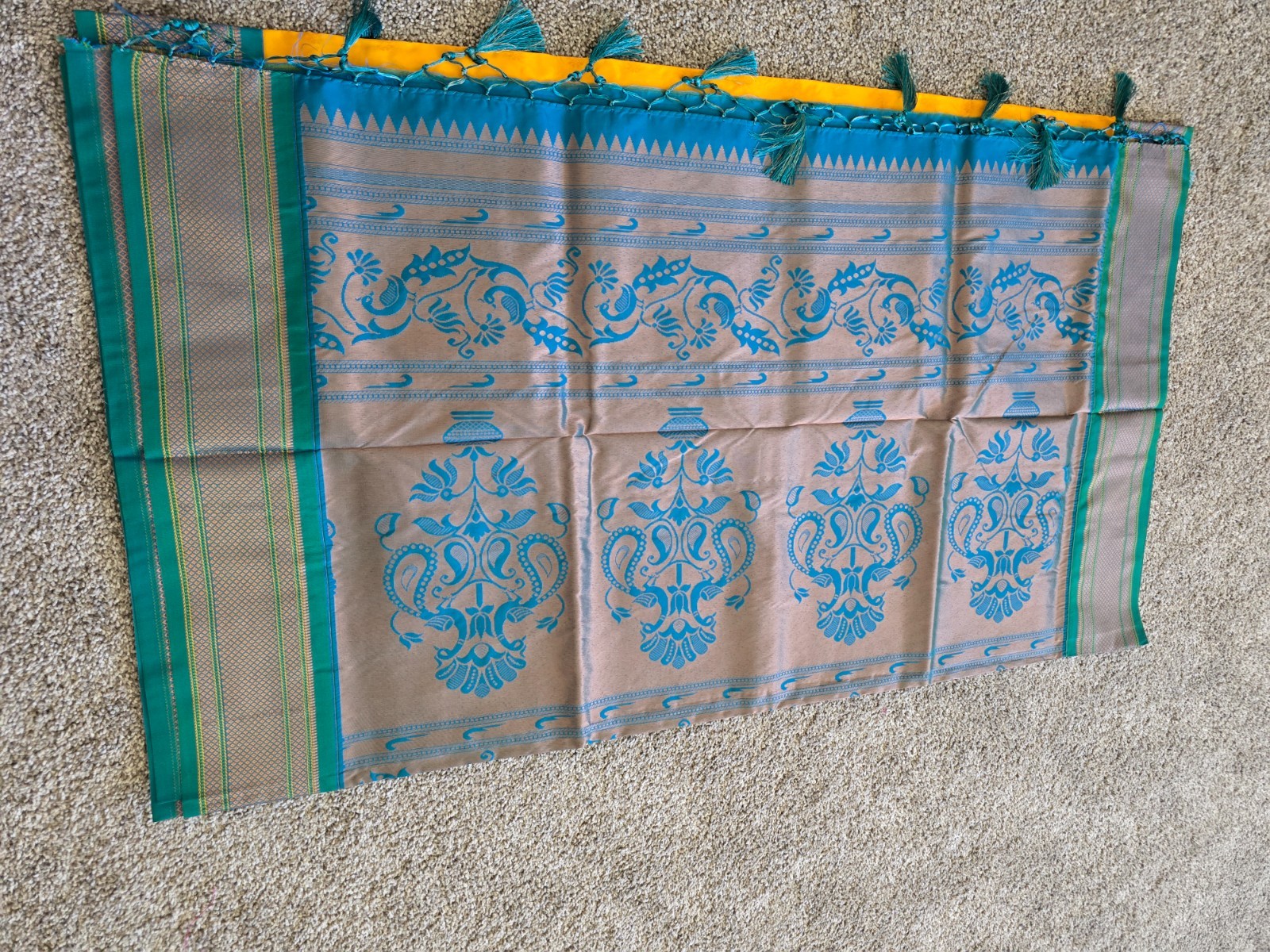 Authentic Paithani Saree with traditional butta design and peacock pallu