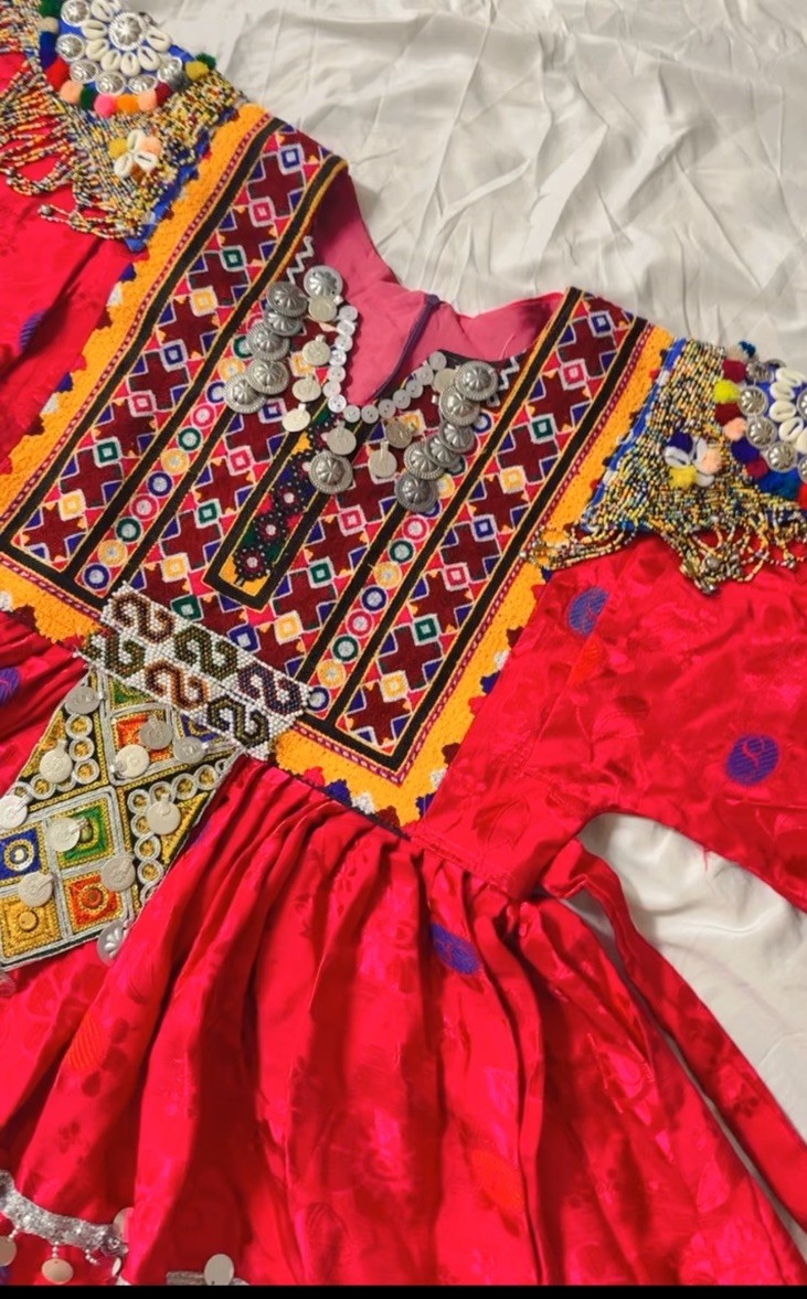 Traditional Ethnic Dress Multi-Color Red Embroidered Beaded Custom Women’s