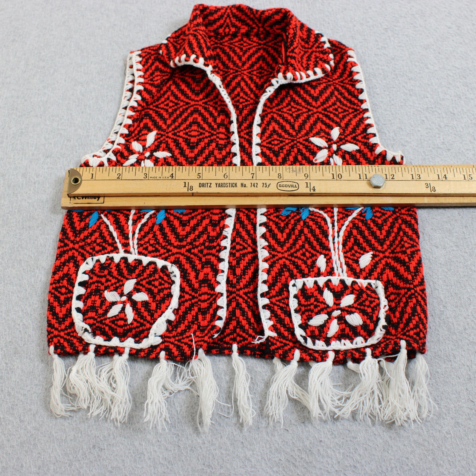 Vintage BETYK Shirt Vest Set Girls 3T/4T Red Greek Embroidered Gauze Folk Greece