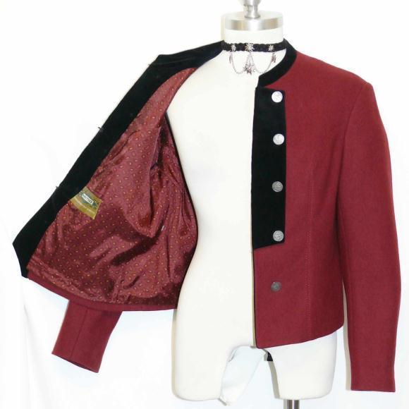 BURGUNDY / DARK RED Women WOOL AUSTRIA Winter Short Dress Suit JACKET Coat 10 M