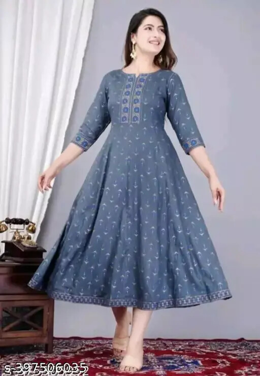 Traditional Indian Printed gown Classical design for casual or Office Wear