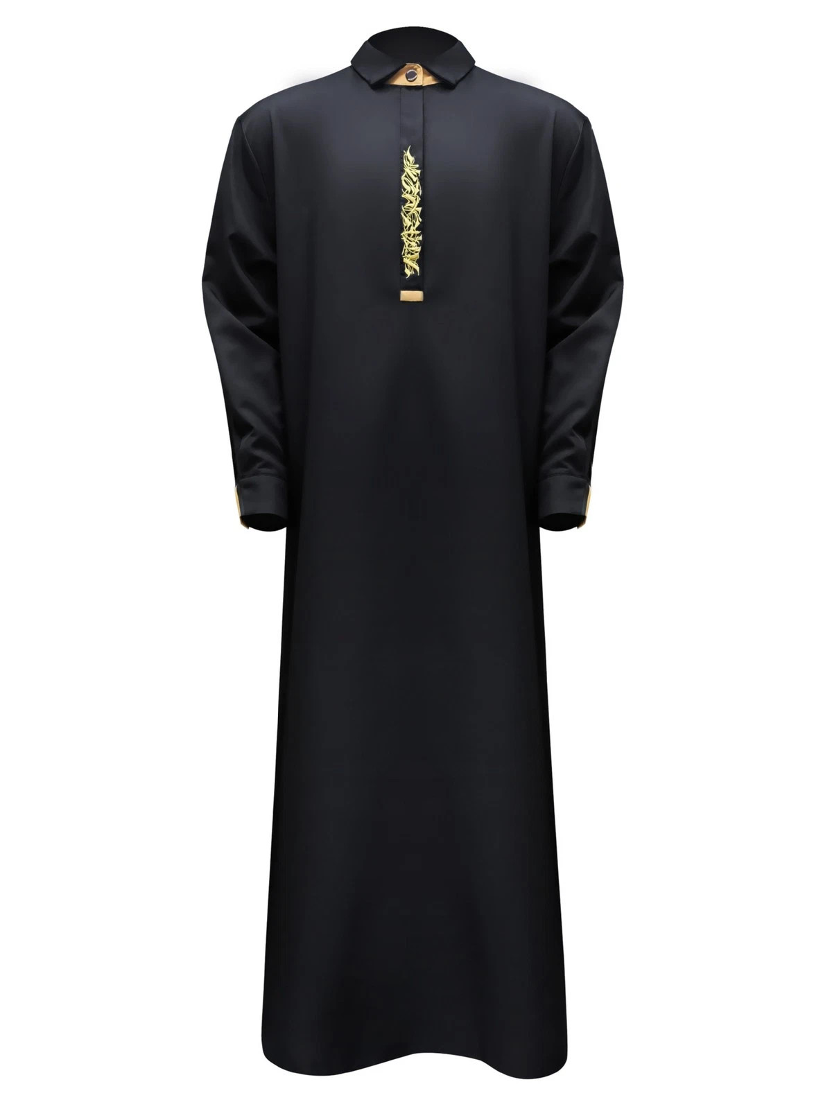 Embroidery Men Long Sleeve Muslim Clothing Saudi Jubba Arab Kaftan Thobe Robe+