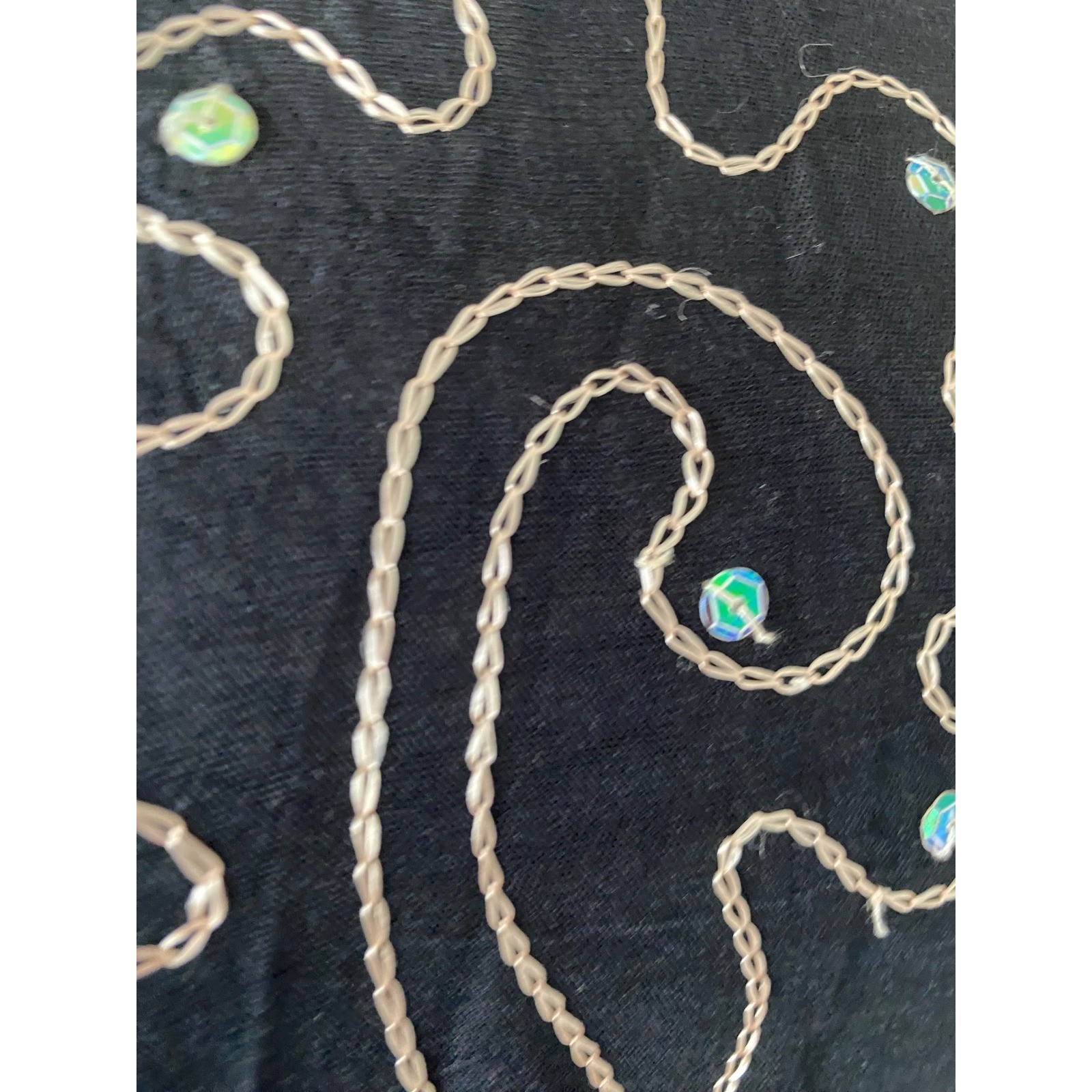 Island Planet Beaded Embroidered Floral Tie Dye Sequin Black Kaftan Cover Up OS