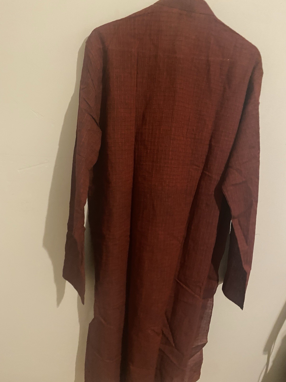 Men’s Indian Kurta/ Maroon Cotton Traditional XXL/110cm 44 Long Sleeve