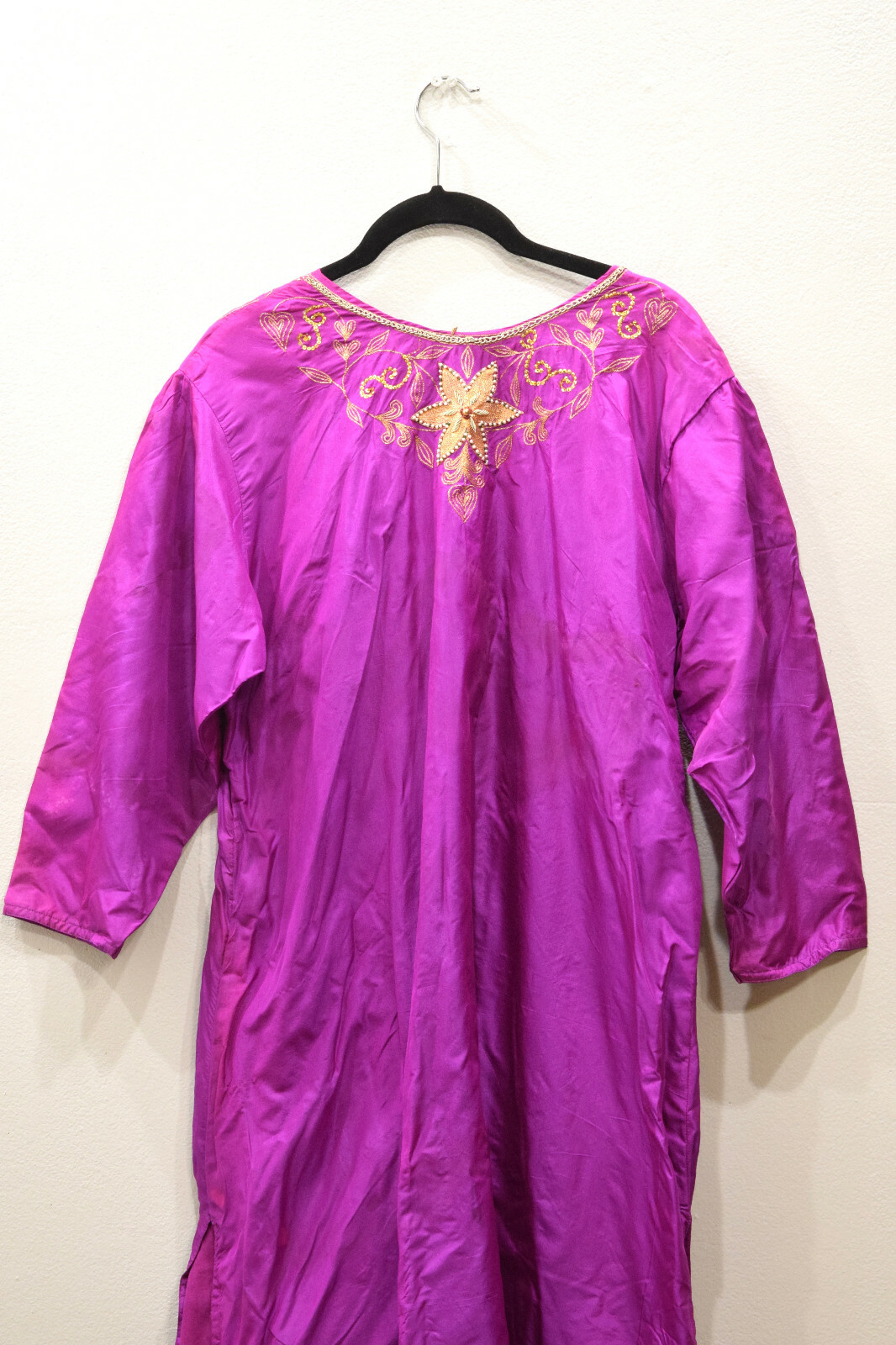 Dress Silk Fuchsia Beaded India Dress
