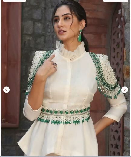 Kshkin Off white Georgette Indo-Western cocktail Party wear Designer Skirt
