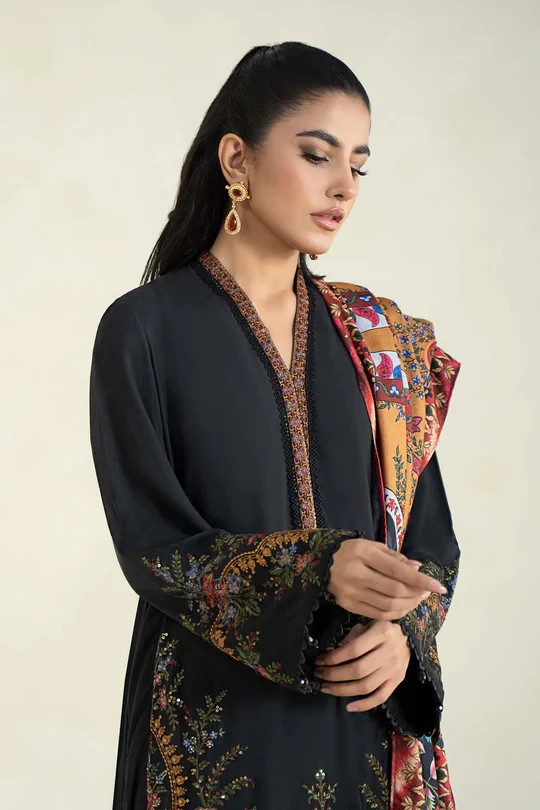 Maria B 3 Pc Printed Linen Suit Women’s Unstitched Winter Dress
