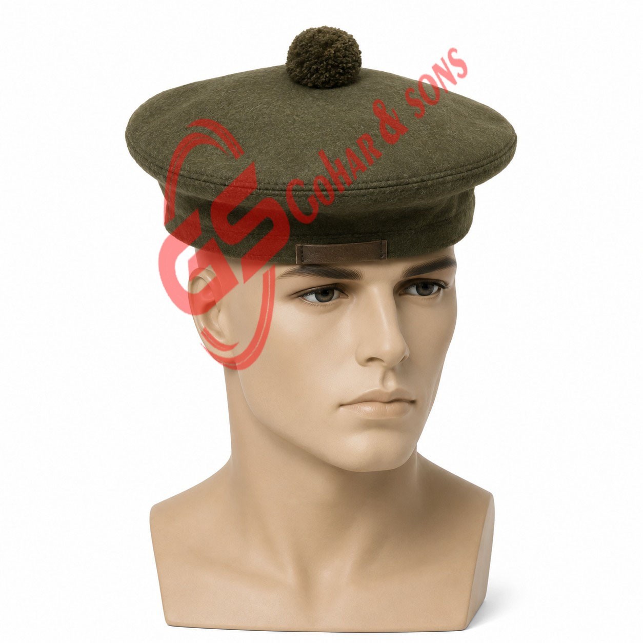 Tam O Shanter Hat Military Bonnet Beret Balmoral Cap Scott’s Hat 100% Tan Wool