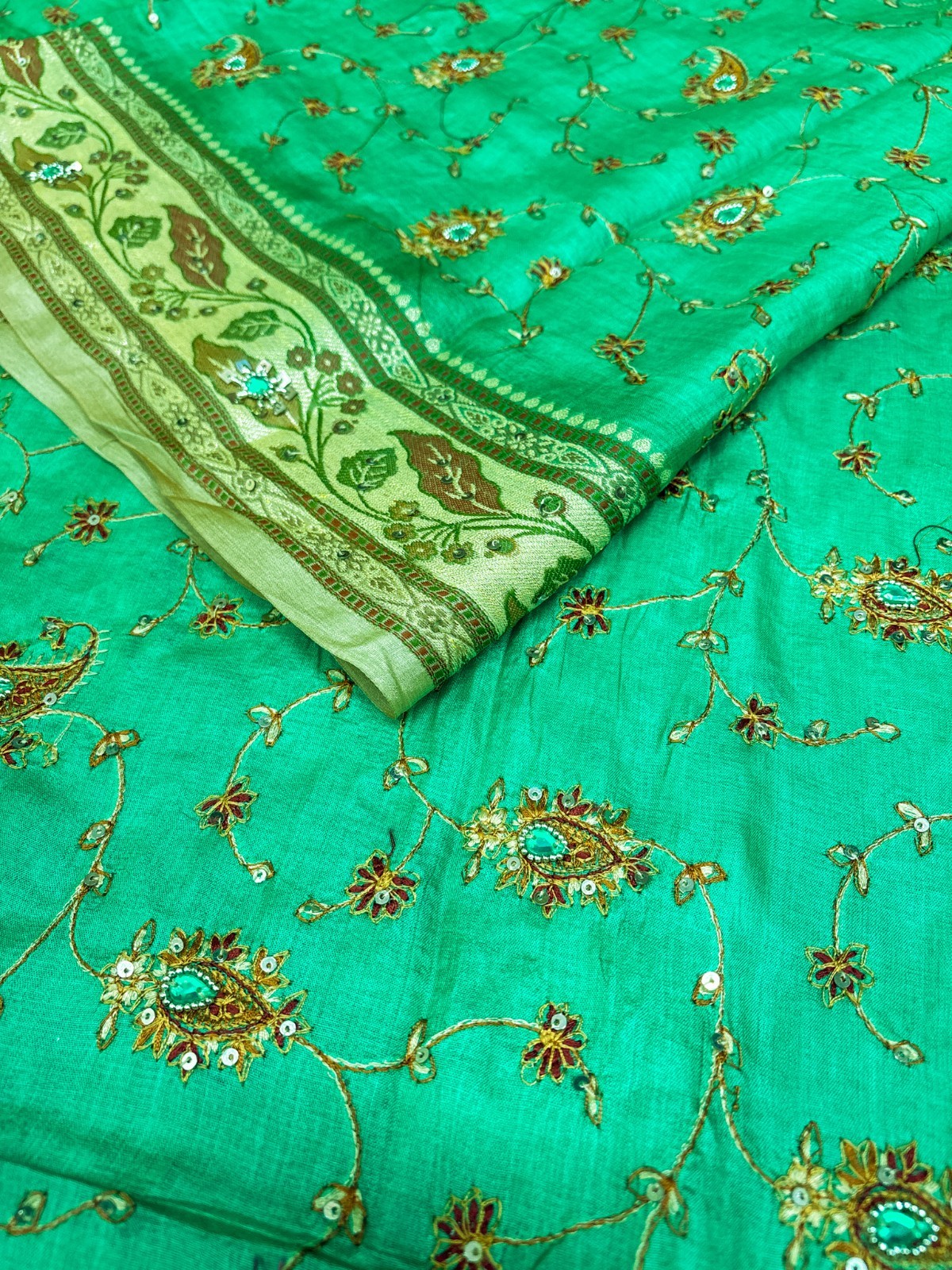 Vintage Tussar Silk Saree, Upcycled Printed Tussah Silk DIY Fabric TS1115
