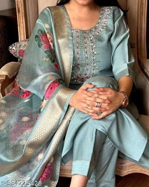 Indian Salwar Kameez Suit Readymade 3Pc Women Party Wear Dress Dupatta
