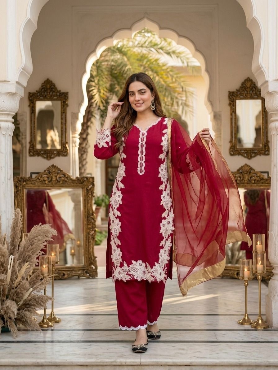Latest New Heavy Natural Silk Pink Top Palazzo With Dupatta For Wedding Wear