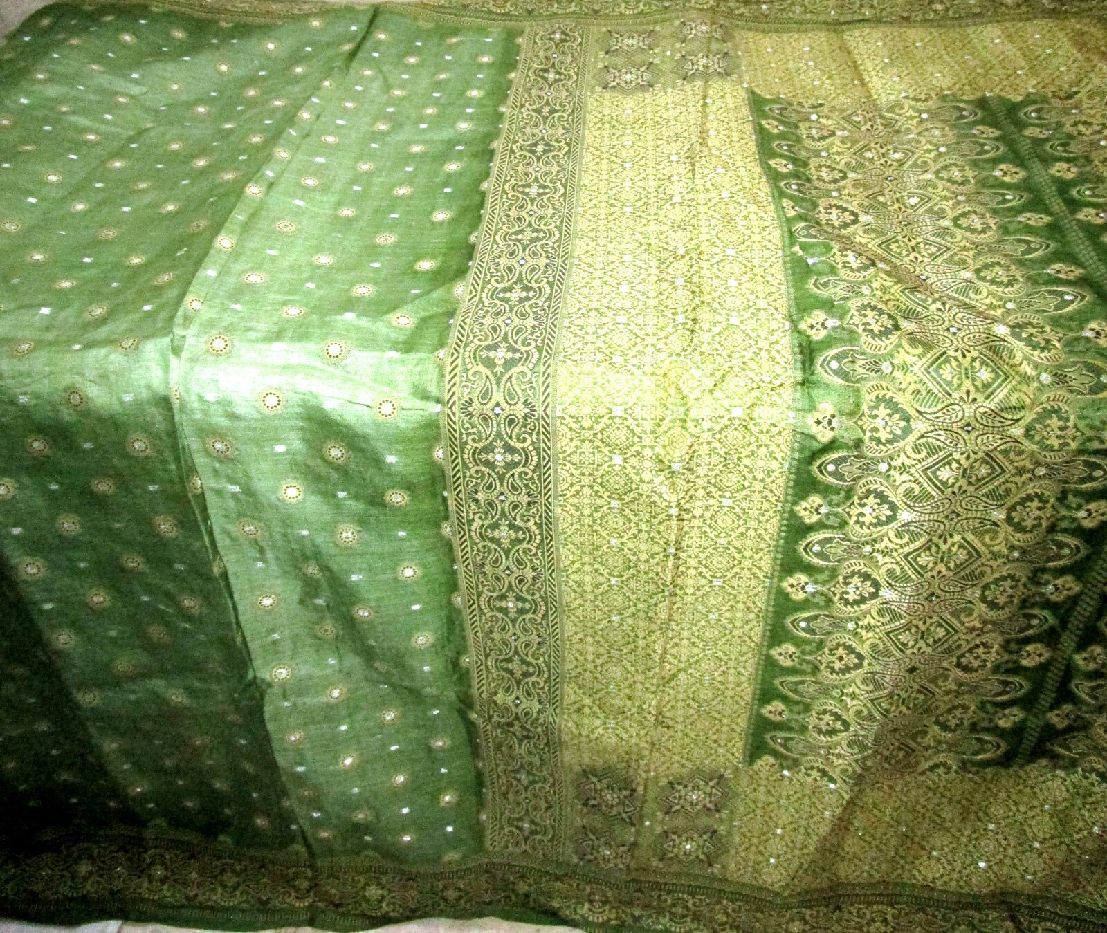 BVH WEARABLE PURE SILK Vintage Sari 5yd 20March2117 X07 E711 Pista Green #ABCKB